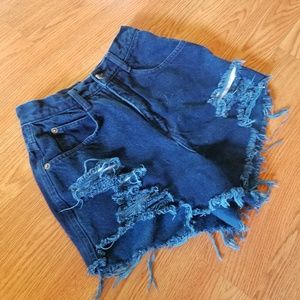 High Waisted Dark Jean Shorts